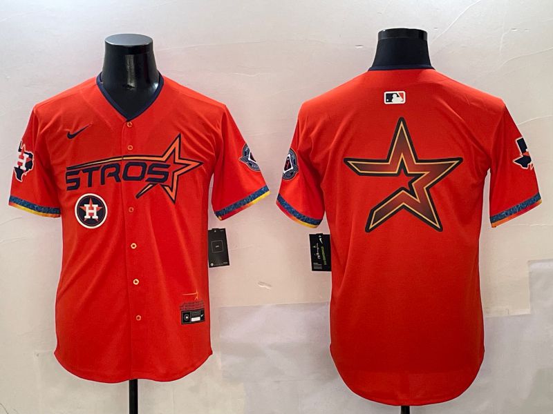 Men Houston Astros Blank Orange Five generation Joint Name 2025 Nike MLB Jersey style 9->youth mlb jersey->Youth Jersey